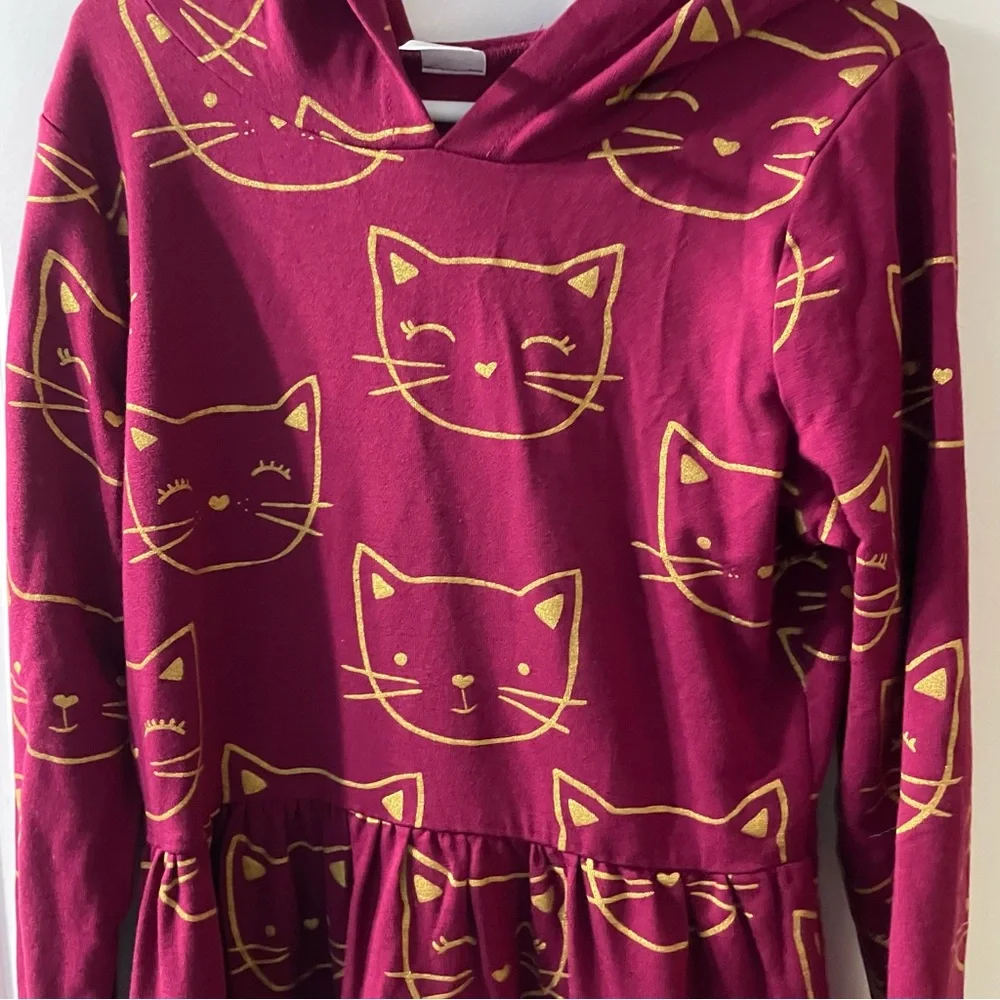 Carter's Maroon Cat Print Casual Dress